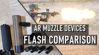 AR Muzzle Devices Flash Comparison [upl. by Onibag224]