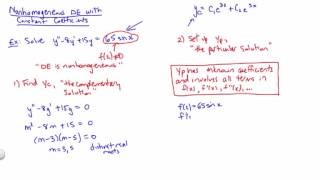 Nonhomogeneous DE with Constant Coefficients Part 1 [upl. by Boothe]