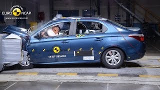 Peugeot 301  Citroen CElysee Crash Test Euro NCAP [upl. by Alleunamme]