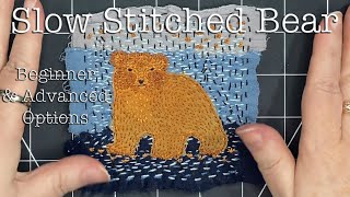 Slow Stitching Bear Cub Using Recycled Quilt Fabric Scraps Relaxing Textile Art [upl. by Hpsoj]