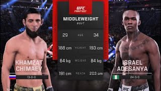 Khamzat Chimaev vs Israel Adesanya  UFC Gameplay [upl. by Aynotan]