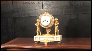 Antique French Ormolu and White Marble Cherub Clock by Vincenti 3694 [upl. by Anilejna]