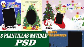 Pack de Marcos Navideños │8 Plantillas psd editable en photoshop CC [upl. by Mihsah]