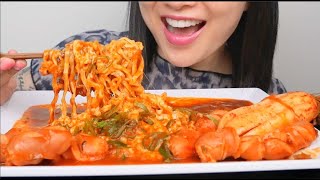 SPICY NOODLES WITH SAUSAGE ASMR EATING SOUNDS NO TALKING  SASASMR [upl. by Forsta]