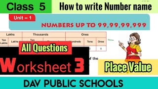 DAV class 5 maths chapter 1 worksheet 3  all questions solved [upl. by Dyche]