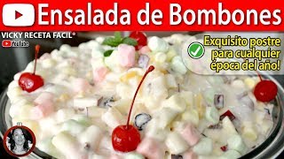 Cómo hacer ENSALADA DE BOMBONES  VickyRecetaFacil [upl. by Yatnuahs635]