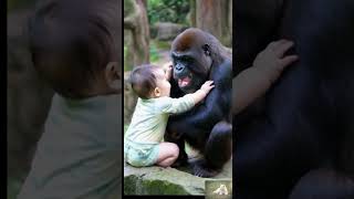 Toddler Plays with Gentle Gorilla – Adorable and Unbelievable ai [upl. by Bobbe]