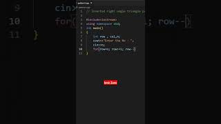 Inverted right Angle Triangle Pattern  pattern problem  c  Programming  ytshorts coding [upl. by Dijam]