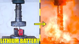 Crushing Huge Lithium Ion Batteries with Hydraulic Press [upl. by Eneloc]