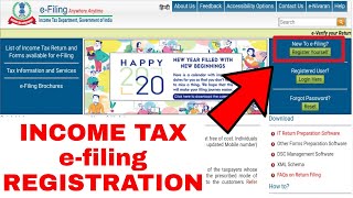 Income Tax efiling First Time Registration Process 2020  Income Tax Registration in Hindi 2020 [upl. by Dett391]