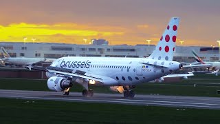 30 BEAUTIFUL SUNSET LANDINGS AT BRUSSELS AIRPORT  Plane Spotting EBBRBRU 4K [upl. by Yntrok]