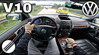 VW TOUAREG 50 V10 TDI TOP SPEED DRIVE ON GERMAN AUTOBAHN 🏎 [upl. by Ialokin]