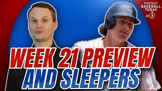 Week 21 Preview TwoStart Pitchers amp Sleeper Hitters  Fantasy Baseball Advice [upl. by Ahsi]