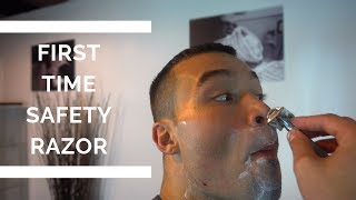 How To Use A Safety Razor  First Time Using A Safety Razor [upl. by Aoh644]