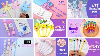 12 Easy cute pen decorationhow to make paper pen cute pen decoration DIY Paper pen idea [upl. by Doner]