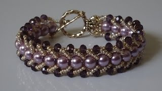 How to make a beautiful and easy pearl bracelet flat spiral stitch [upl. by Alicec673]