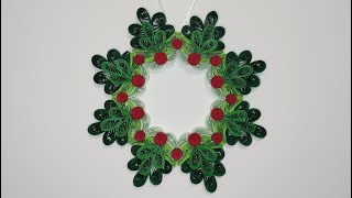 Quilling Christmas Wreath  Door decoration  Tutorial  Step by step  DIY  Paper craft [upl. by Worrell610]