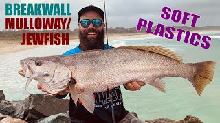 How to Catch Mulloway  Jewfish on Soft Plastics  Breakwall Fishing with Daniel Hutchinson [upl. by Pittel]