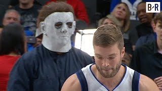 Mavs Fans Have to Make a Free Throw Before Michael Myers Blocks Them [upl. by Nwahsaj]