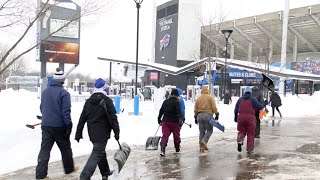 Hundreds of shovelers help the Buffalo Bills clear Highmark Stadium ahead of matchup against Chiefs [upl. by Abby541]