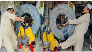 Incredible Process of The Truck Oldest Tire Repaired The Workshop Skilled Worker Amazing Techniques [upl. by Fatimah100]