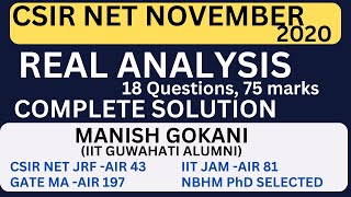 CSIR NET 26 NOV 2020 REAL ANALYSIS COMPLETE SOLUTION WITH MANISH GOKANIcsirnet csirnetjrfnotes [upl. by Itoc]