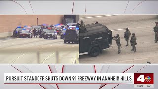 Pursuit standoff closes 91 Freeway in Anaheim Hills [upl. by Diarmuid407]