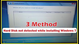 Hard Disk not Detected While installing windows 7  3 Method fix the Hard Drive not Detected [upl. by Dupin]