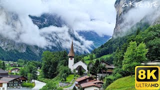 8K  Switzerland  A Paradise  LAUTERBRUNNEN village and valley  8K UHD Video [upl. by Rahel772]