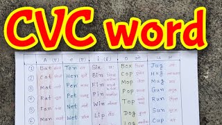 CV VC CVC CCVC word CVCword  cvc kya hota hai  cvc words a e i o u  50cvc word list [upl. by Hackathorn756]