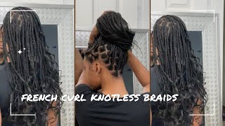 diy quotfrench curlquot knotless braids with Xpression hair knotless braids curly ends [upl. by Chlori]