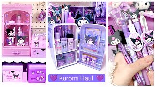 Kuromi haul 💜desk makeover  Sanrio stationery haul cindyasmr [upl. by Leasim]