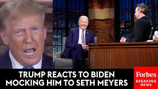 A Mental And Physical Basketcase Trump Loses It On Biden Over Joke To Seth Meyers [upl. by Nennarb]