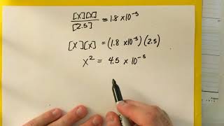 Using Keq and ICE tables to Calculate Equilibrium Concentrations [upl. by Eimia246]