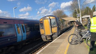 2 Southeastern Class 375s train arriving at Kemsley platform 1 and 2 [upl. by Swanhildas]