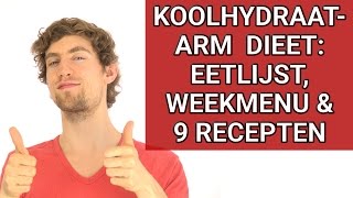 Koolhydraatarm Dieet Info Eetlijst Weekmenu amp 9 Recepten [upl. by Alleyne811]