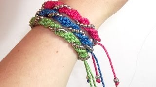 TUTORIAL DIY COMO HACER UNA PULSERA EN ESPIRAL CON CUENTAS PLATEADAS MUY FACIL [upl. by Pattie]