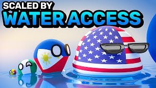 COUNTRIES SCALED BY WATER ACCESS  Countryballs Animation [upl. by Osithe]