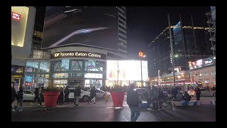 Downtown Toronto Night Walk YongeDundas Sq to St Patrick Station 4K 60 [upl. by Jyoti]