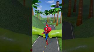 Spiderman vs Spidey Weird Cars Crossing Two Giant Slap shorts youtubeshorts foryou fun cartoon [upl. by Chavey]