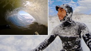 RAW POV SURFING In SNOW PERFECT BARRELS [upl. by Kemeny411]