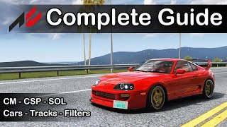 2023 Assetto Corsa GUIDE  Content Manager CSP SOL PP Filters CarsTracks Rain Chase Camera [upl. by Meng]