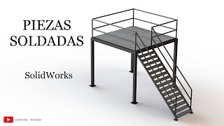 Piezas soldadas  Miembro estructural  Escaleras  SolidWorks [upl. by Sima]