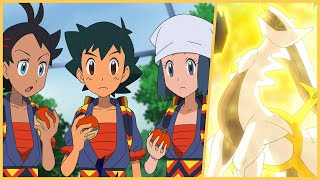 ASH GOH amp DAWN CATCH HISUIAN POKEMON Arceus Appears Pokemon Legends Arceus Episode 1 ReviewRecap [upl. by Acsicnarf]