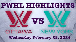 PWHL Highlights New York Ottawa Wednesday Feb 28 [upl. by Avle73]