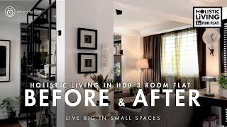 3 ROOM HDB BEFORE AFTER HOME TOUR  How I Design My HDB 3 Room Flat [upl. by Ibrik]