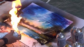 Amazing Spray Paint Art Fire Technique [upl. by Laraine283]