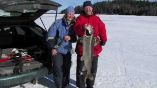 Mrs Lewis Teaches How to Ice Fish in Temagami [upl. by Enelrihs]