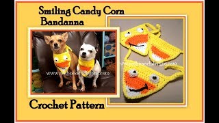 Smiling Candy Corn Bandanna Crochet Pattern [upl. by Enived]