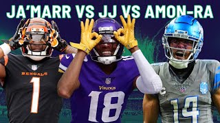 JaMarr Chase vs Justin Jefferson vs AmonRa St Brown Which WR to DRAFT in 2024 Fantasy Football [upl. by Peyton809]